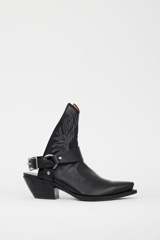 R13 Black & Grey Leather Half Harness Western Boot