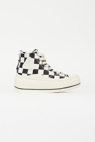 R13 Black & White Check Platform Sneaker