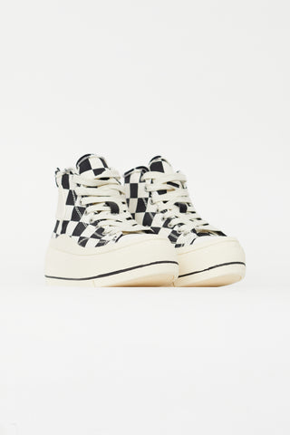 R13 Black & White Check Platform Sneaker