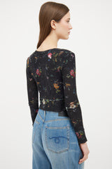 R13 Black & Multi Floral Cashmere Cardigan