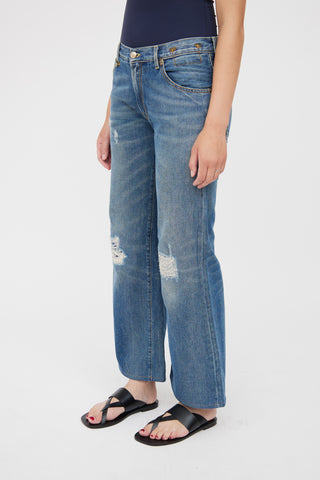 R13 Blue Medium Wash Wide Leg Jean