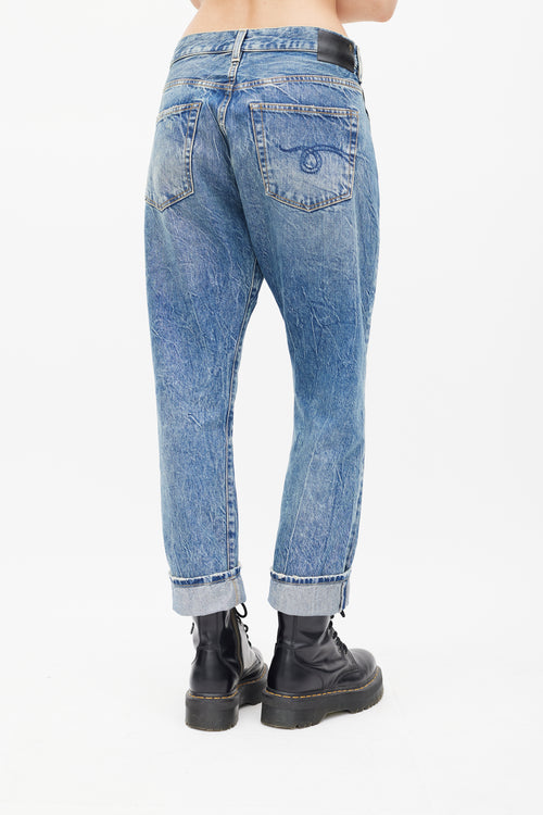 R13 Stone Wash Kelly Cross Over Jeans