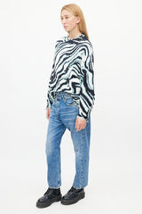R13 Blue Distressed Washed Crossover Denim Jeans
