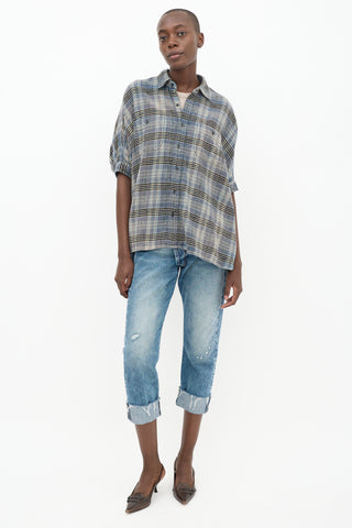 R13 Blue & Multicolour Plaid Shirt