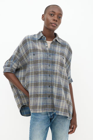 R13 Blue & Multicolour Plaid Shirt