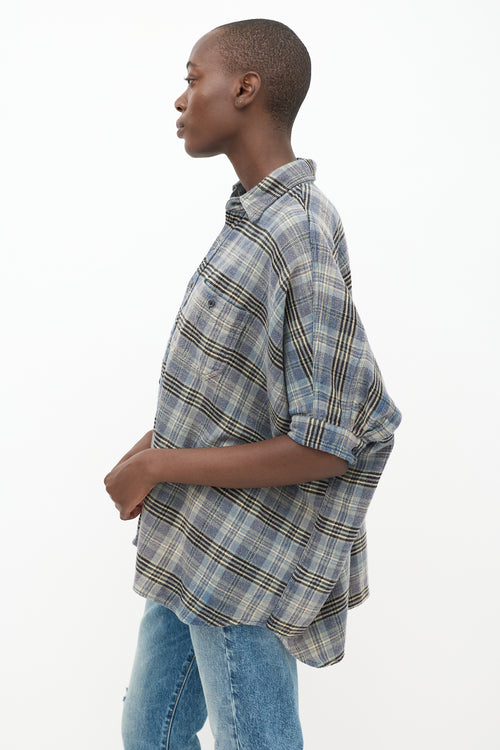 R13 Blue & Multicolour Plaid Shirt