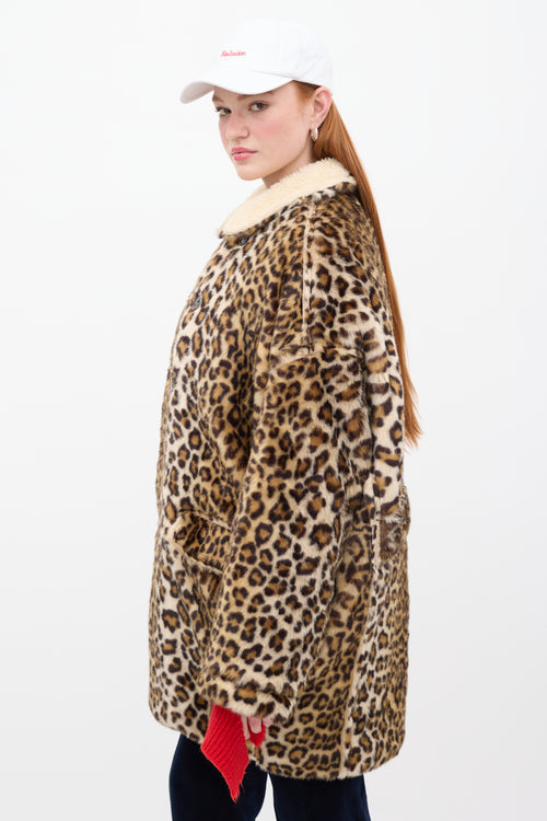 R13 Brown & Black Faux Fur Printed Hunting Coat