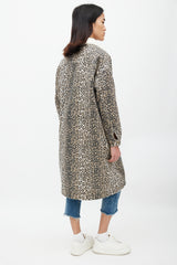 R13 Brown & Black Patterned Denim Shearling Coat