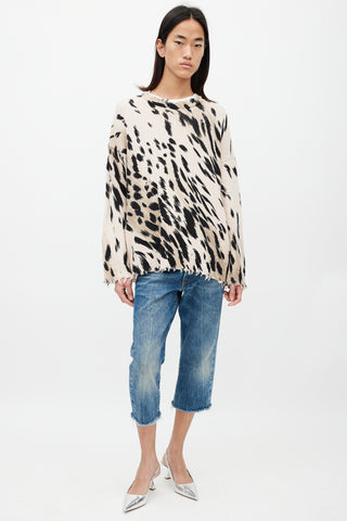 R13 Brown & Black Patterned Distressed Knit Sweater