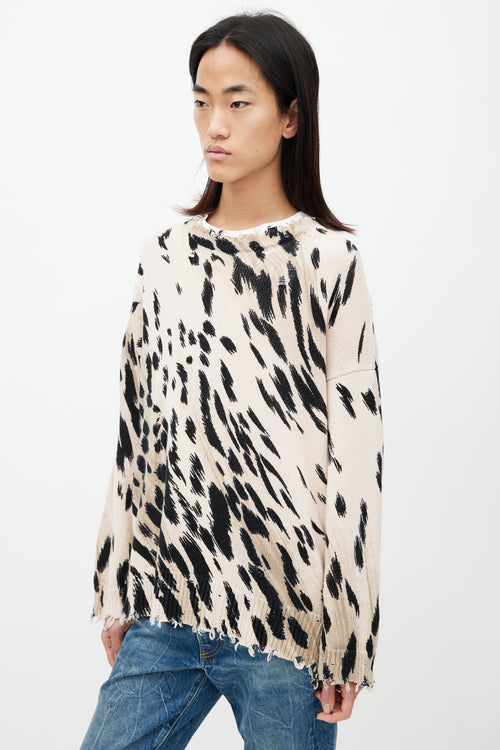 R13 Brown & Black Patterned Distressed Knit Sweater