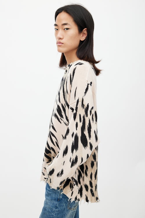 R13 Brown & Black Patterned Distressed Knit Sweater