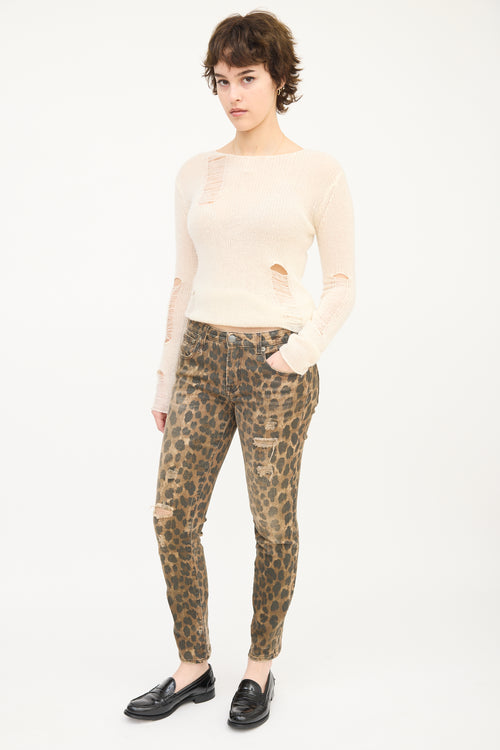 R13 Brown & Black Printed Kate Skinny Jeans