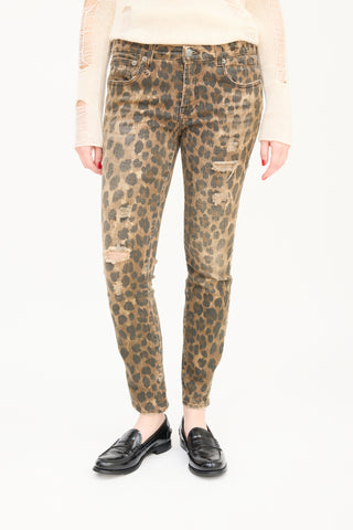 R13 Brown & Black Printed Kate Skinny Jeans