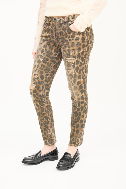 R13 Brown & Black Printed Kate Skinny Jeans