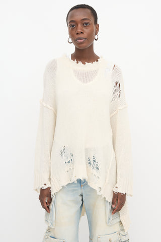 R13 Cashmere Patti Distressed Sweater