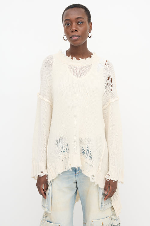 R13 Cashmere Patti Distressed Sweater