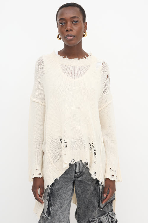 R13 Cashmere Patti Distressed Sweater