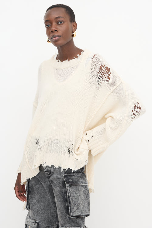 R13 Cashmere Patti Distressed Sweater