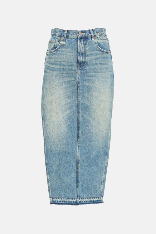 R13 Denim Clinton Side Slit Skirt