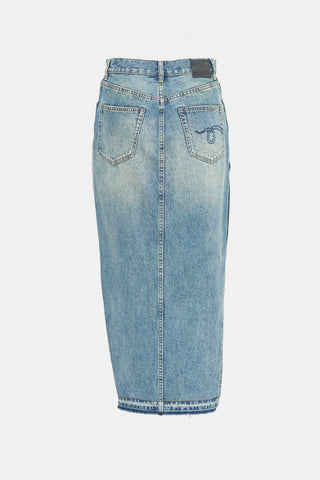 R13 Denim Clinton Side Slit Skirt