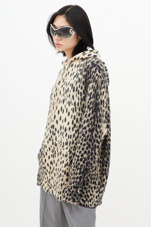 R13 Cream & Black Oversized Knit Hoodie