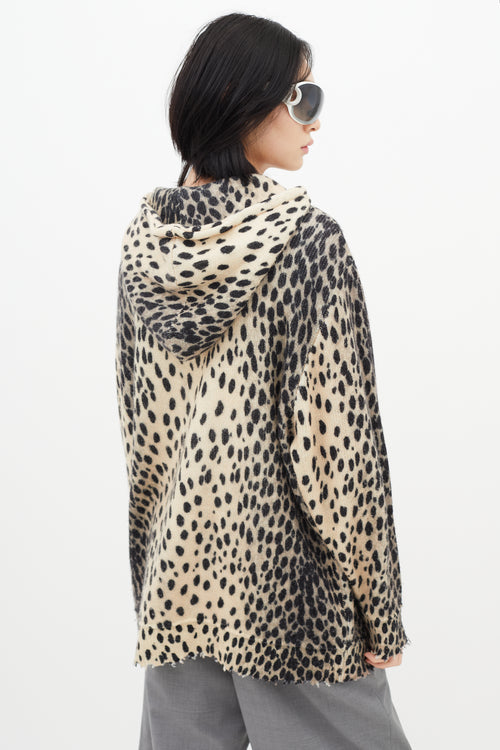 R13 Cream & Black Oversized Knit Hoodie