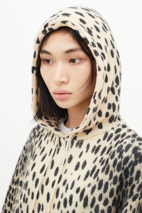 R13 Cream & Black Oversized Knit Hoodie
