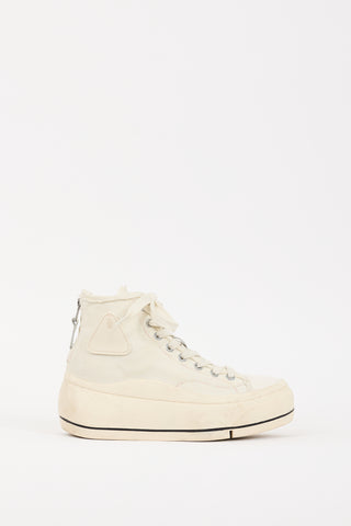 R13 Cream Canvas & Rubber Kurt Platform Sneaker