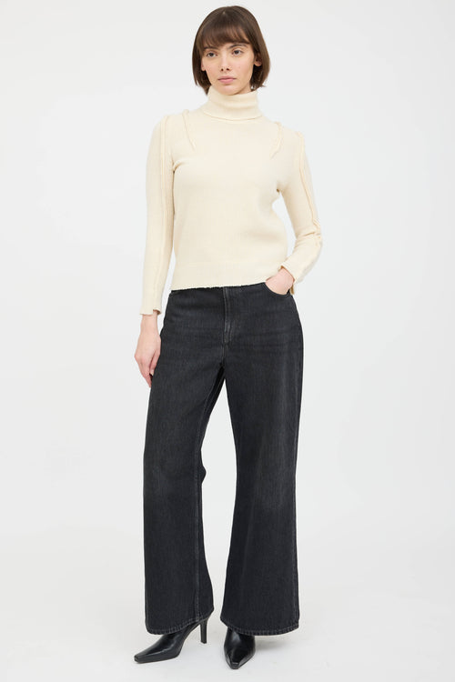 R13 Wool Knit Panelled Ribbed Sweater