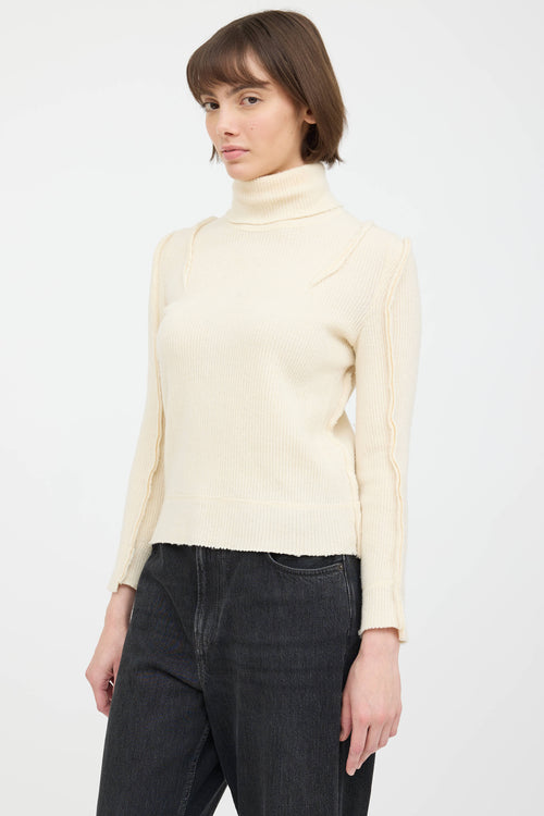 R16 Wool Knit Panelled Ribbed Sweater