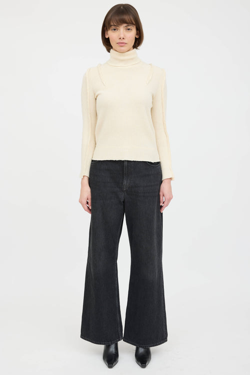 R14 Wool Knit Panelled Ribbed Sweater