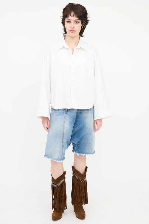 R13 Cropped Button Sleeve Shirt