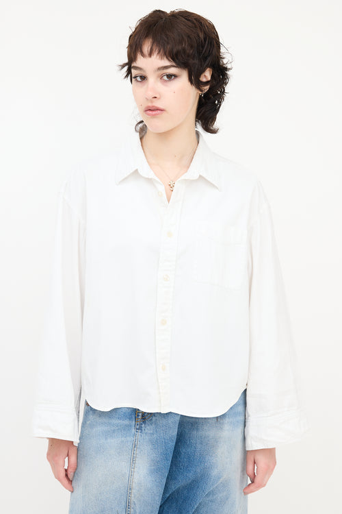 R13 Cropped Button Sleeve Shirt