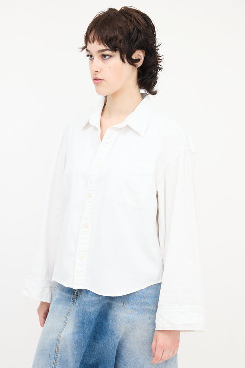 R13 Cropped Button Sleeve Shirt