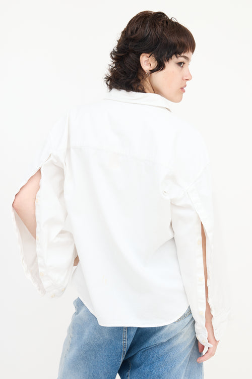 R13 Cropped Button Sleeve Shirt