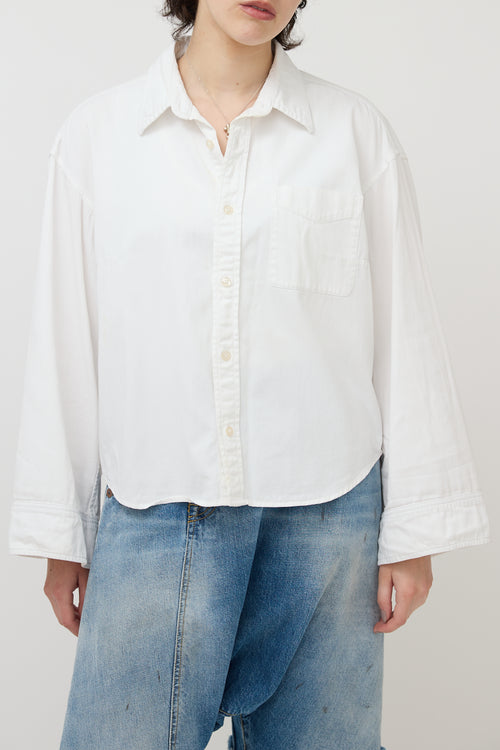 R13 Cropped Button Sleeve Shirt