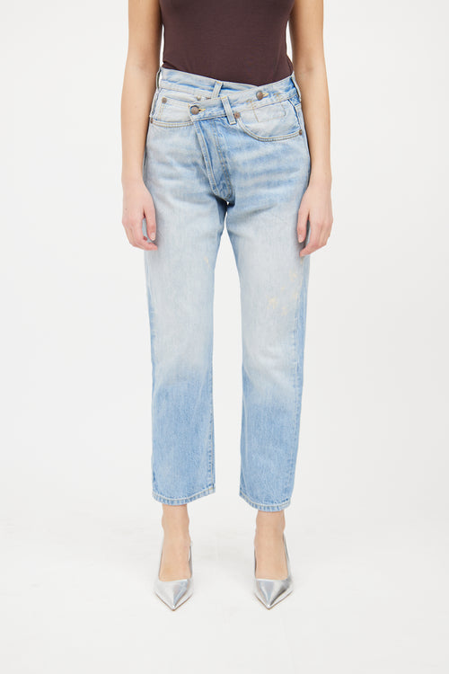 R21 Light Wash Cross Over Jeans