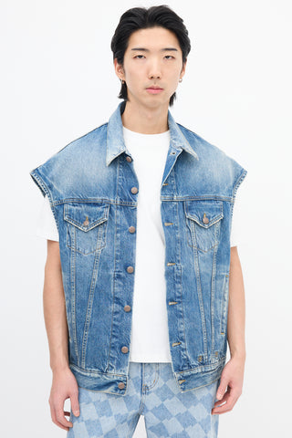 R13 Medium Wash Denim Oversize Trucker Vest