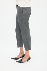 R13 Dark Grey Wool Tailored Drop Trouser