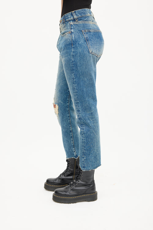 R13 Dark Wash Dirty Kelly Cross Over Jeans