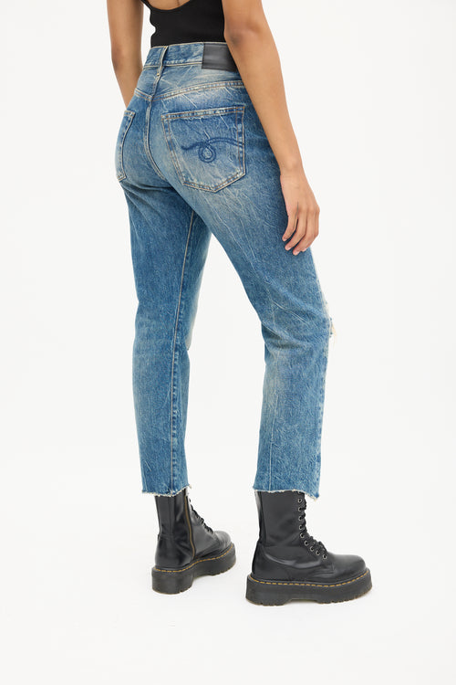 R13 Dark Wash Dirty Kelly Cross Over Jeans