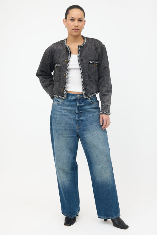 R13 Denim Chain Embellished Jacket