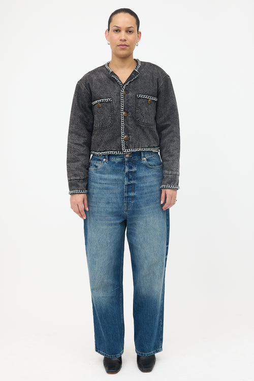 R13 Denim Chain Embellished Jacket