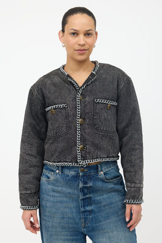 R13 Denim Chain Embellished Jacket