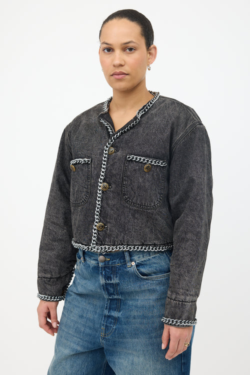 R13 Denim Chain Embellished Jacket