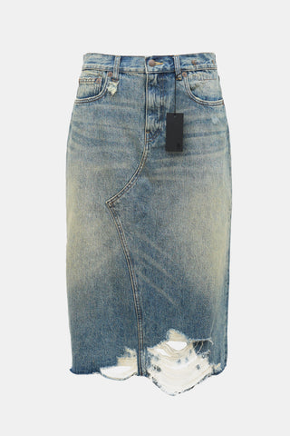 R13 Distressed Denim Jesse Skirt