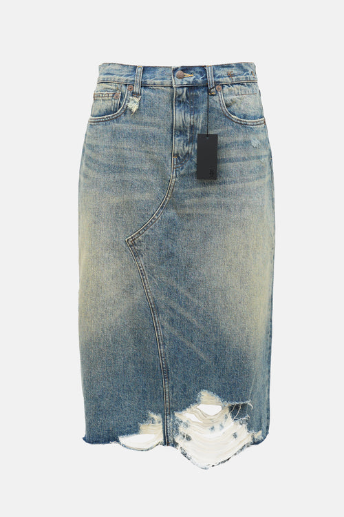 R13 Distressed Denim Jesse Skirt