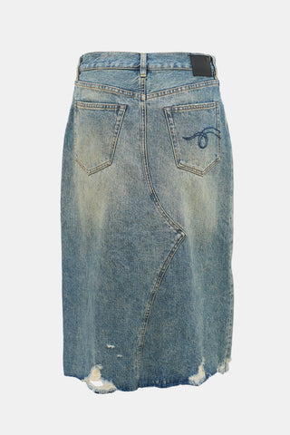 R13 Distressed Denim Jesse Skirt