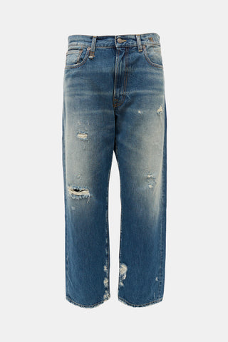 R13 Distressed Straight Leg Jeans