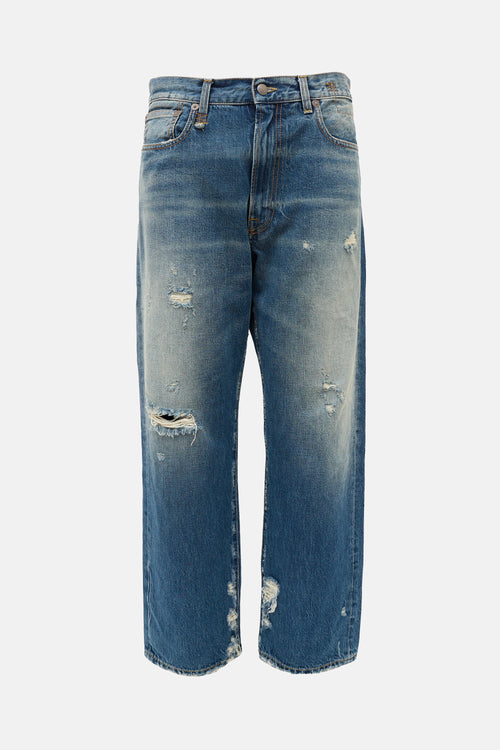 R13 Distressed Straight Leg Jeans